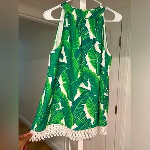 Sail to Sable Green Floral Halter Top Size M